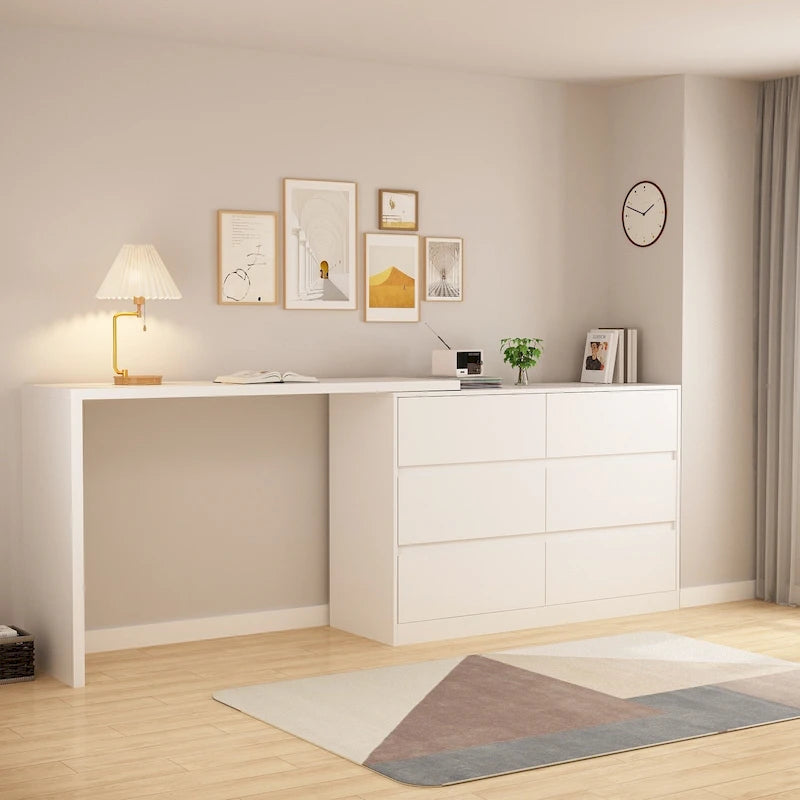 32.7H Rotating Dresser and Desk 6 Drawer Dresser Makeup Vanity White/ – Alfredo Custom Furniture 32.7H Rotating Dresser and Desk 6 Drawer Dresser Makeup Vanity White/ – Alfredo Custom Furniture