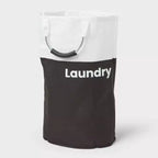 Scripted Structured Collapsible Hamper - Black - Brightroom™
