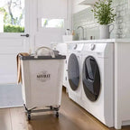 Seville Classics Commercial Heavy Duty Laundry Hamper Canvas Gray: Portable Clothes Hamper with Wheels & Built-In Handles