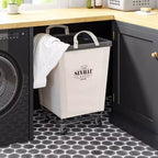 Seville Classics Commercial Heavy Duty Laundry Hamper Canvas Gray: Portable Clothes Hamper with Wheels & Built-In Handles