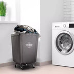 Seville Classics Commercial Heavy Duty Laundry Hamper Canvas Gray: Portable Clothes Hamper with Wheels & Built-In Handles