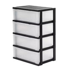 IRIS 4 Drawer Wide Plastic Storage Drawer Chest Black