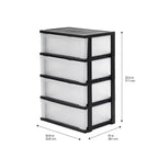 IRIS 4 Drawer Wide Plastic Storage Drawer Chest Black