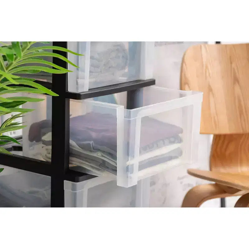 IRIS 4 Drawer Narrow Plastic Storage Drawer Cart Black 2pc