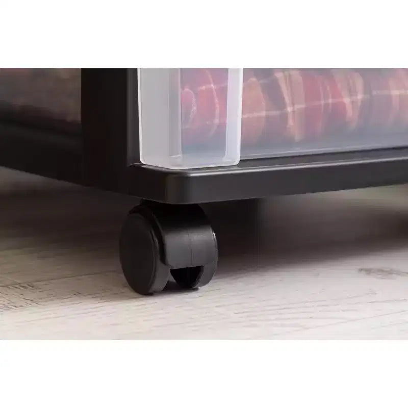 IRIS 4 Drawer Narrow Plastic Storage Drawer Cart Black 2pc