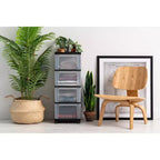 IRIS 4 Drawer Narrow Plastic Storage Drawer Cart Black 2pc