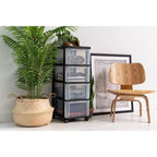 IRIS 4 Drawer Narrow Plastic Storage Drawer Cart Black 2pc