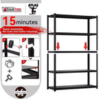 Shuntong 48"x18"x72" Metal Shelving 5-Tier with Concealed Post Laminated Boards Black Textured Finish