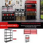Shuntong 48"x18"x72" Metal Shelving 5-Tier with Concealed Post Laminated Boards Black Textured Finish