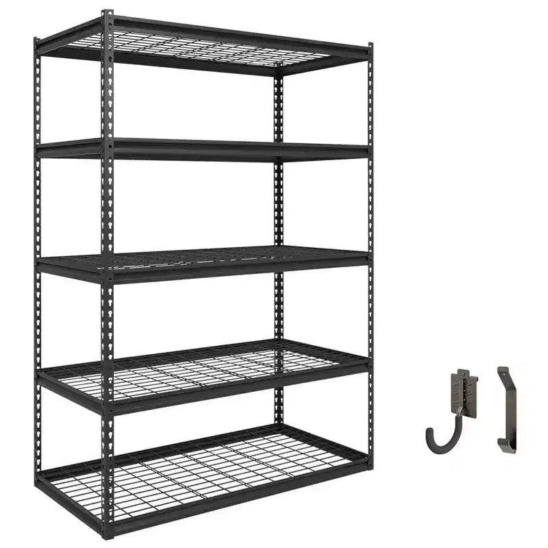 Atlas Shelving 5-Tier 48"x24"x72" Steel Boltless Shelving Load 4000lbs with Wire Deck Dark Gray