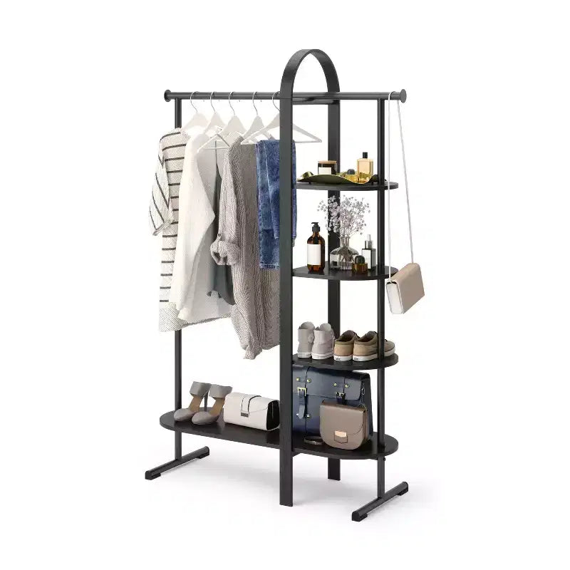 Umbra Bellwood Garment Rack Black: Eucalyptus Frame, Fixed Rod & Shelf, 65.74" Height, 121 lbs Capacity, Assembly Tools Included