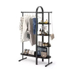 Umbra Bellwood Garment Rack Black: Eucalyptus Frame, Fixed Rod & Shelf, 65.74" Height, 121 lbs Capacity, Assembly Tools Included