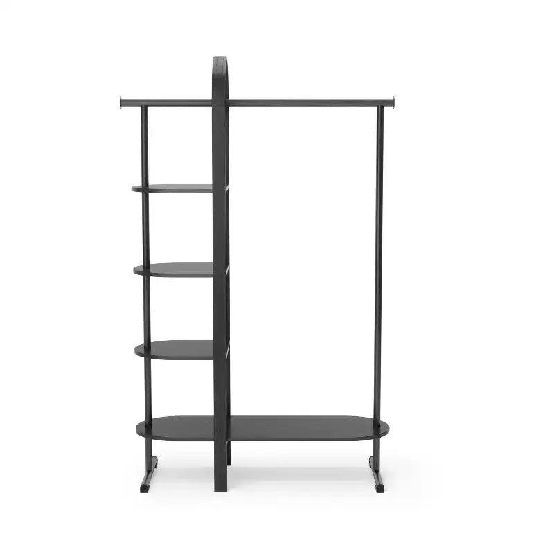Umbra Bellwood Garment Rack Black: Eucalyptus Frame, Fixed Rod & Shelf, 65.74" Height, 121 lbs Capacity, Assembly Tools Included