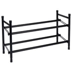 Organize It All 2 Tier Expandable, Stackable and Adjustable Shoe Rack Organizer Black: Iron Frame, Holds 12 Pairs, 46" Width