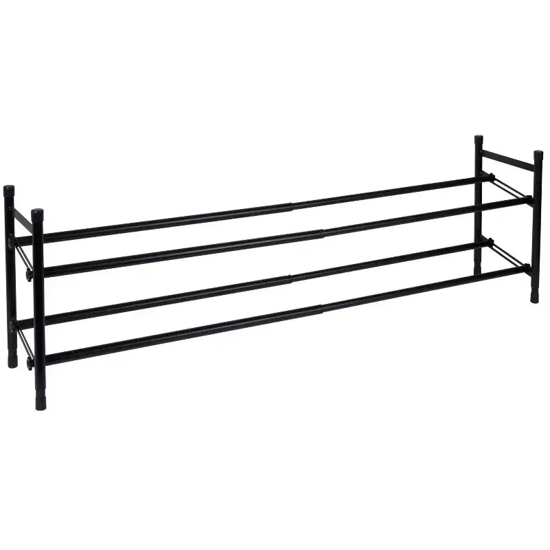 Organize It All 2 Tier Expandable, Stackable and Adjustable Shoe Rack Organizer Black: Iron Frame, Holds 12 Pairs, 46" Width