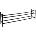 Organize It All 2 Tier Expandable, Stackable and Adjustable Shoe Rack Organizer Black: Iron Frame, Holds 12 Pairs, 46" Width