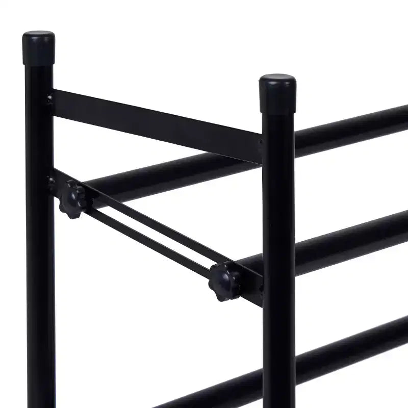Organize It All 2 Tier Expandable, Stackable and Adjustable Shoe Rack Organizer Black: Iron Frame, Holds 12 Pairs, 46" Width