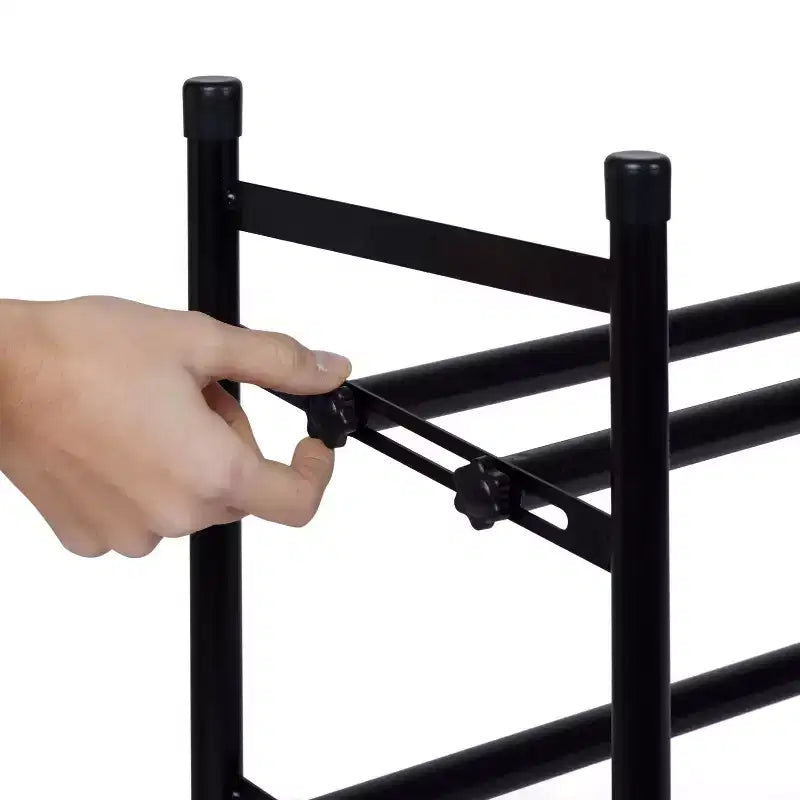 Organize It All 2 Tier Expandable, Stackable and Adjustable Shoe Rack Organizer Black: Iron Frame, Holds 12 Pairs, 46" Width