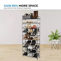 USTECH 10 Tier Shoe Rack Silver with Black Rough Bars