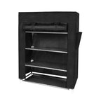 J&V TEXTILES 4 Tier Shoe Rack with Side Pocket Holds 24 Shoes Black