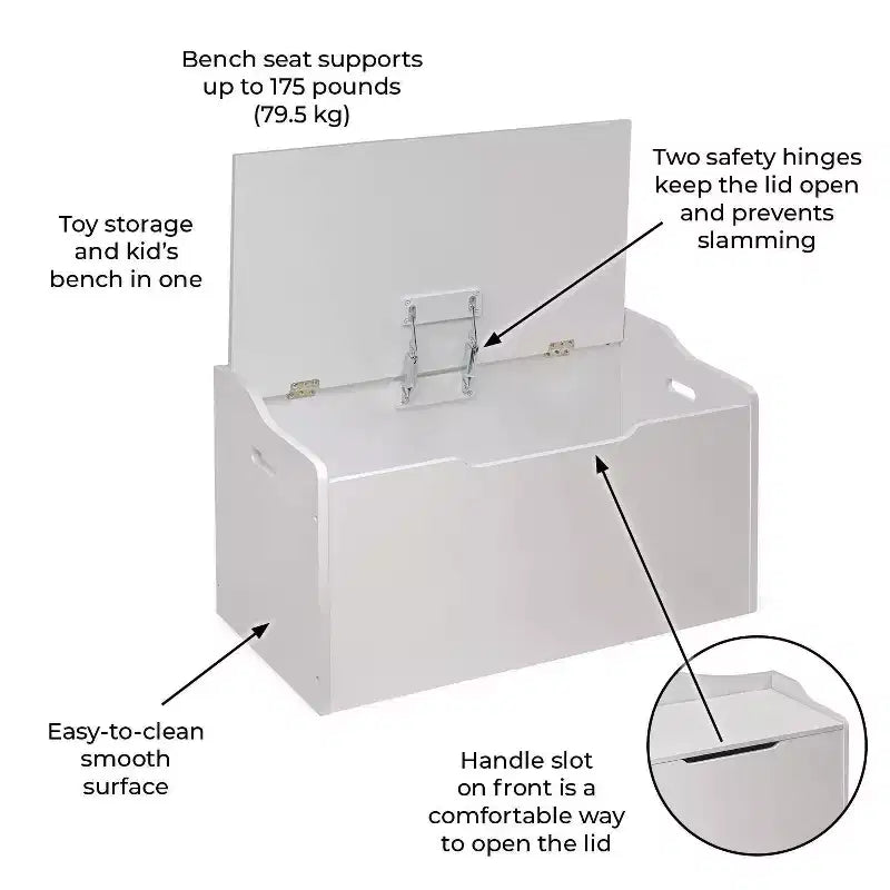 Badger Basket Bench Top Toy Box White