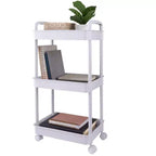 Organize It All 3 Tier Storage Rolling Utility Cart with Wheels White
