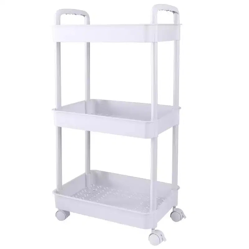 Organize It All 3 Tier Storage Rolling Utility Cart with Wheels White