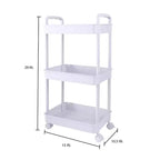 Organize It All 3 Tier Storage Rolling Utility Cart with Wheels White