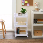 Organize It All 3 Tier Storage Rolling Utility Cart with Wheels White