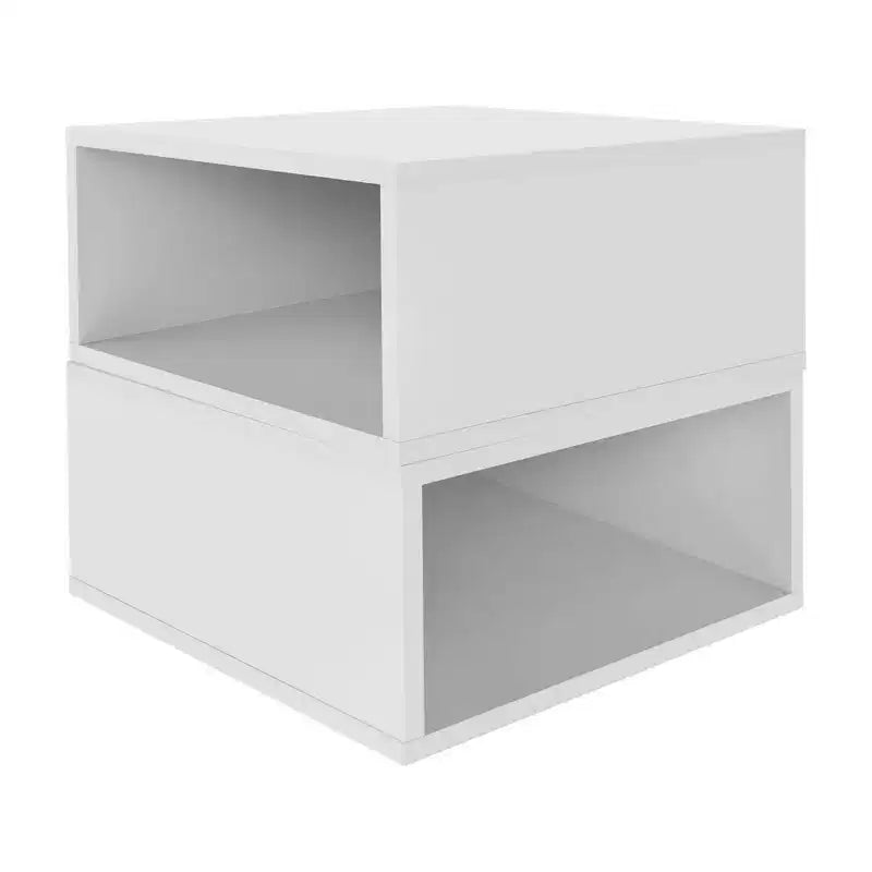Niche 2pk Cubo Half Size Wood Stackable Storage Bookcase Shelf Organizer Cube Snow White