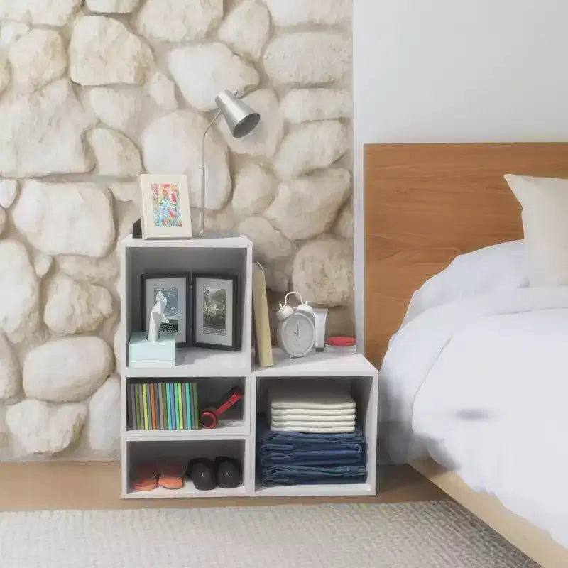 Niche 2pk Cubo Half Size Wood Stackable Storage Bookcase Shelf Organizer Cube Snow White