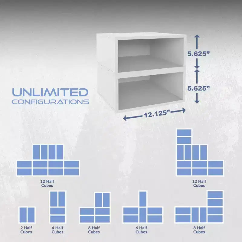 Niche 2pk Cubo Scaffale organizer cubico impilabile in legno a mezza altezza, colore bianco neve