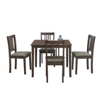 Set Tavolo e Sedie per Colazione in Cucina, Tavolo da Pranzo Quadrato in Legno, Tavolo da Pranzo Casuale con 4 Sedie Imbottite