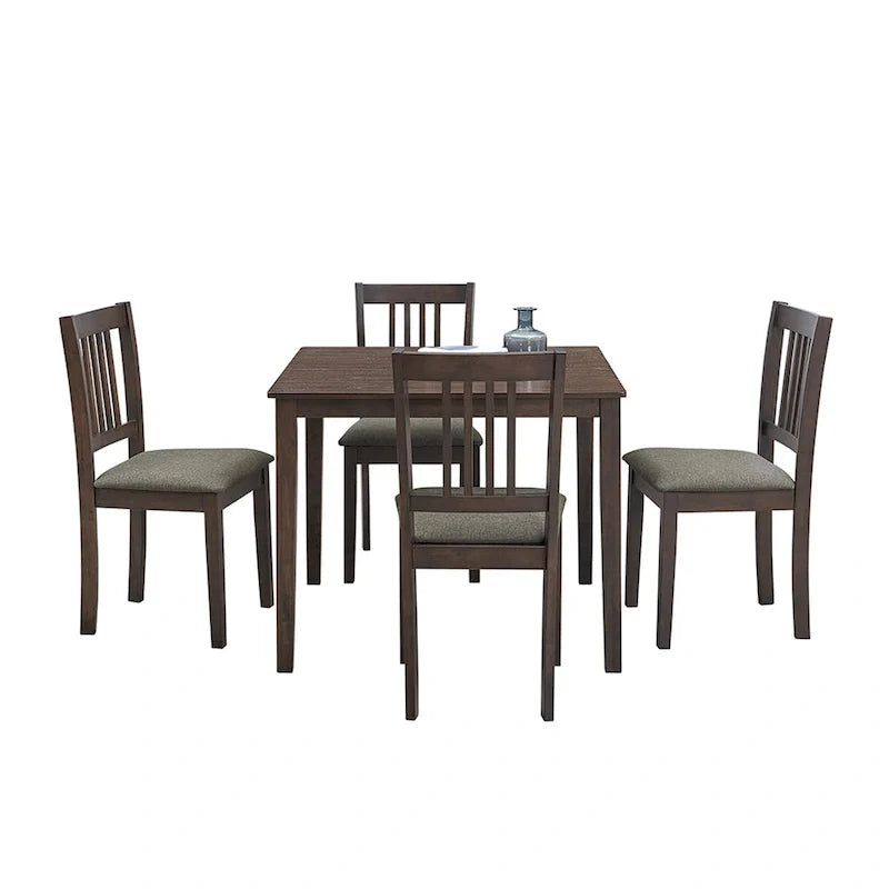 Set Tavolo e Sedie per Colazione in Cucina, Tavolo da Pranzo Quadrato in Legno, Tavolo da Pranzo Casuale con 4 Sedie Imbottite