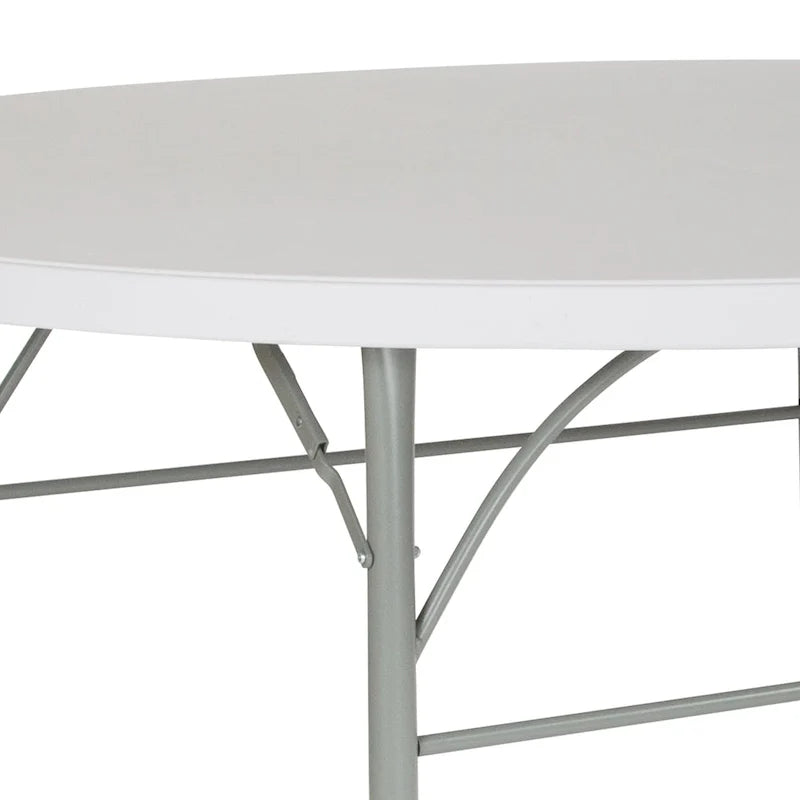 Tavolo Pieghevole da Evento Tondo in Plastica Bi-Fold da 1,80 m con Maniglia