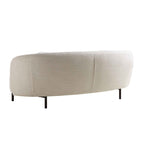 3-Seater Curved Sofa with Ball Cushions, Beige Linen Blend