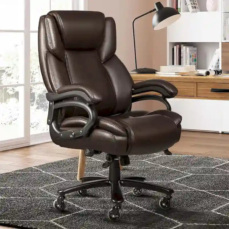 Sedia da Ufficio Direzionale Bossin Extra Large, 500 libbre, Ergonomica con Supporto Lombare Regolabile, Schienale Alto in Pelle PU, per Computer