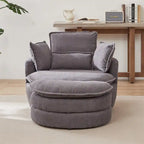 Poltrona girevole oversize con pouf contenitore Moon con 4 cuscini