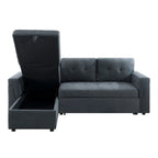Divano componibile convertibile reversibile con letto estraibile, chaise longue con contenitore nascosto e gambe durevoli