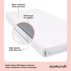 Storkcraft 6" Water-Resistant Grow-with-Me Dual-Sided Baby Crib and Toddler Bed Mattress: Firm Feel, Removable Mesh Cover, Fiber Fill
