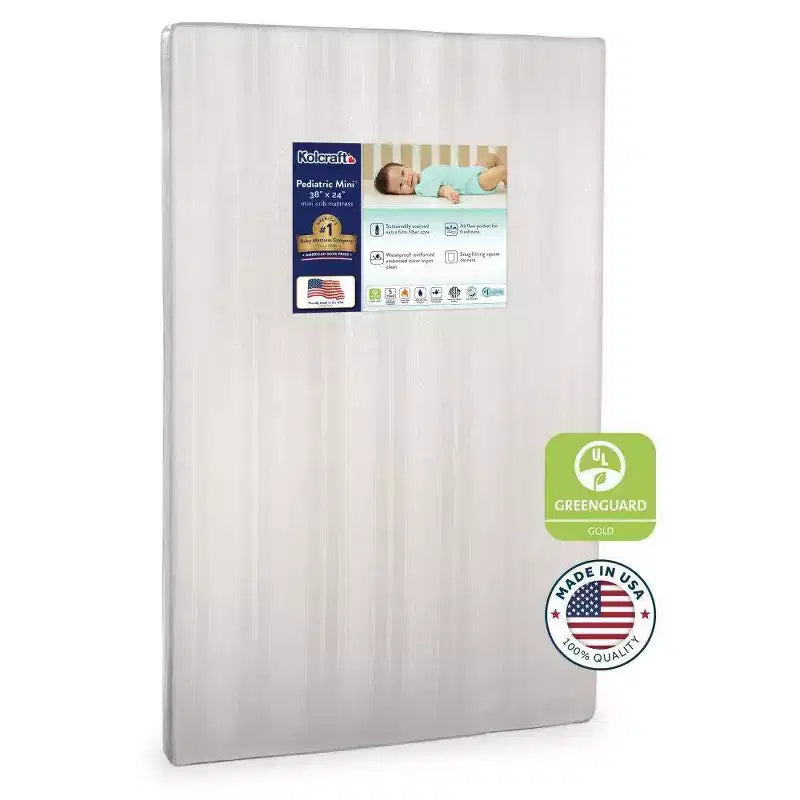 Kolcraft Mini Waterproof Crib Mattress - 38"x24": Ultra Firm, Hypoallergenic, Polyester Foam, 3.6 lbs