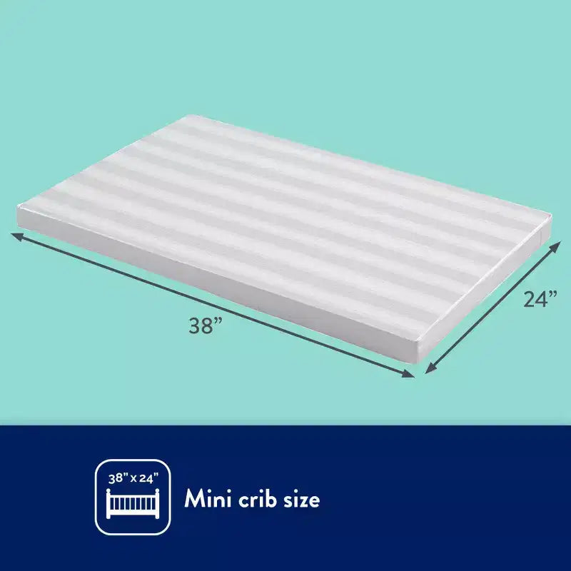 Materasso per culla Kolcraft Mini impermeabile - 38"x24": Ultra rigido, ipoallergenico, schiuma di poliestere, 1,6 kg