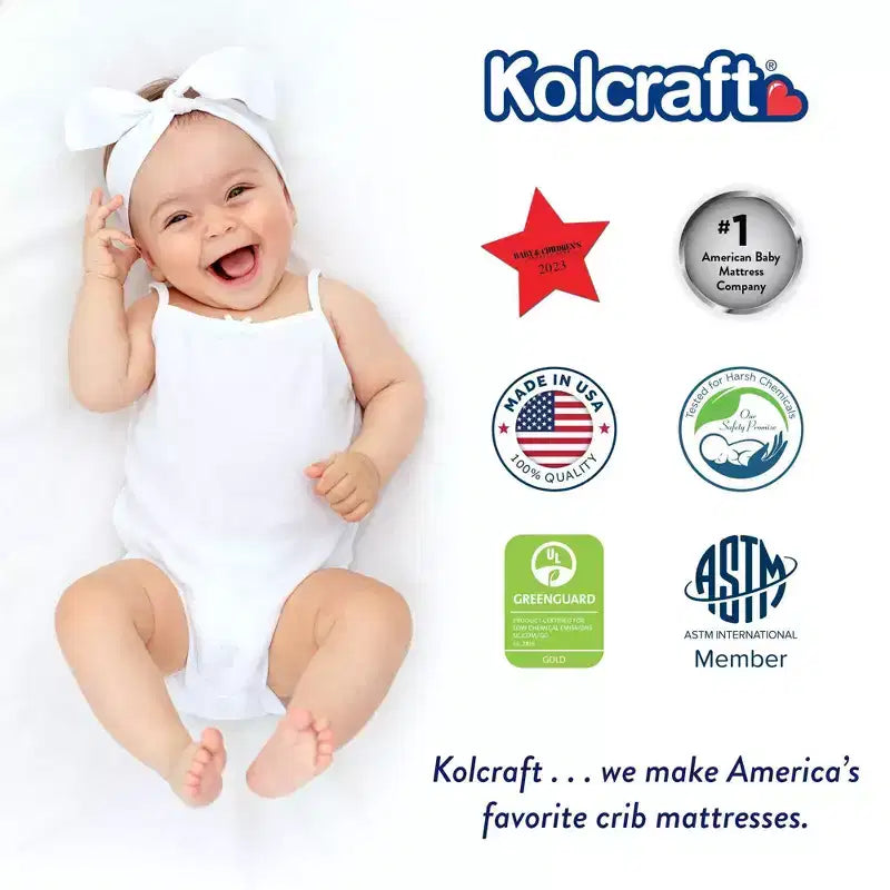 Materasso per culla Kolcraft Mini impermeabile - 38"x24": Ultra rigido, ipoallergenico, schiuma di poliestere, 1,6 kg