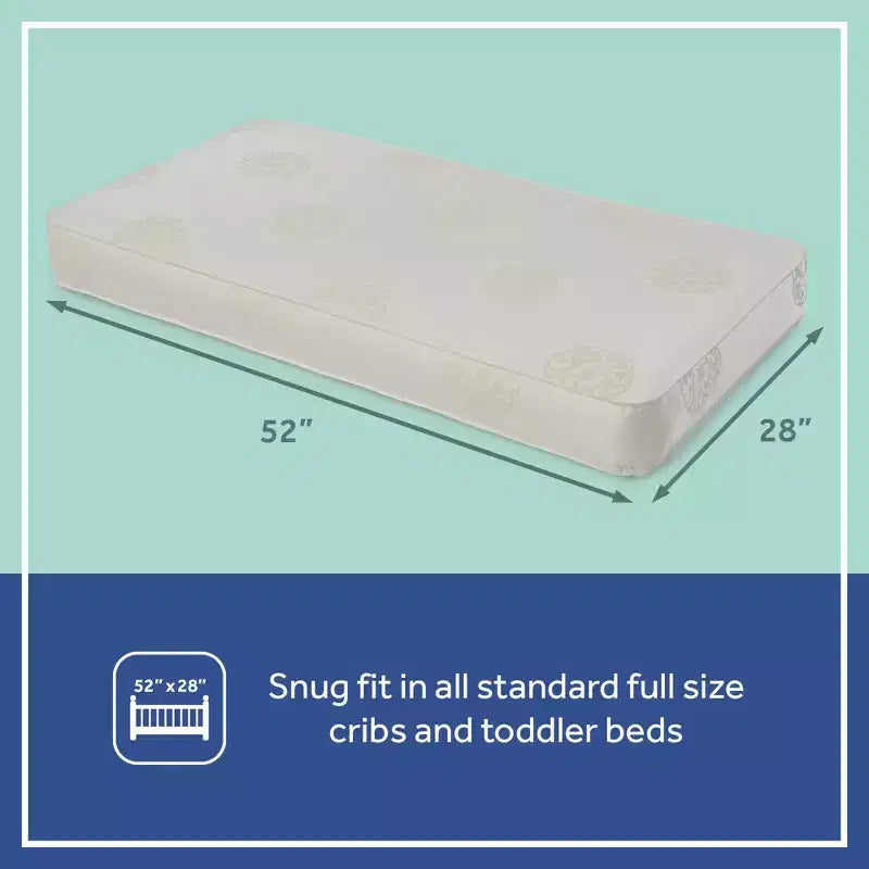 Sealy Cotton Cozy Rest 2-Stage Crib And Toddler Mattress: Hypoallergenic, Waterproof Cover, Firm Feel, 5.5" Thickness