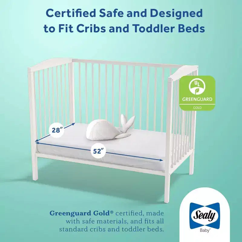 Sealy Cotton Cozy Rest 2-Stage Crib And Toddler Mattress: Hypoallergenic, Waterproof Cover, Firm Feel, 5.5" Thickness