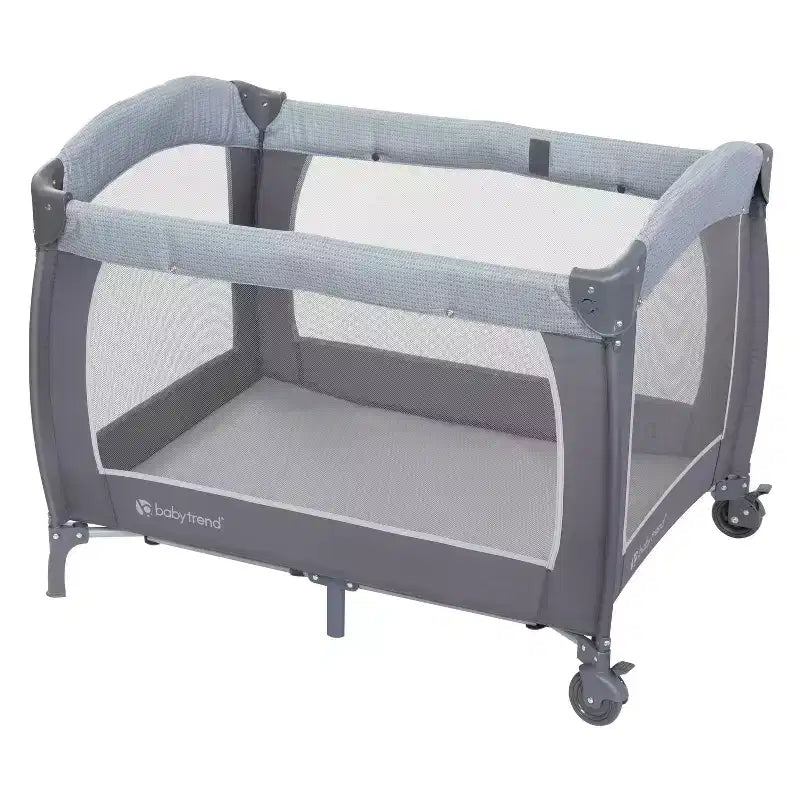 Baby Trend Lil Snooze Deluxe III Nursery Center Playard For Twins - Cozy Gray: Metal Frame, Foam Filling, 30 lbs Capacity