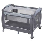Baby Trend Lil Snooze Deluxe III Nursery Center Playard For Twins - Cozy Gray: Metal Frame, Foam Filling, 30 lbs Capacity