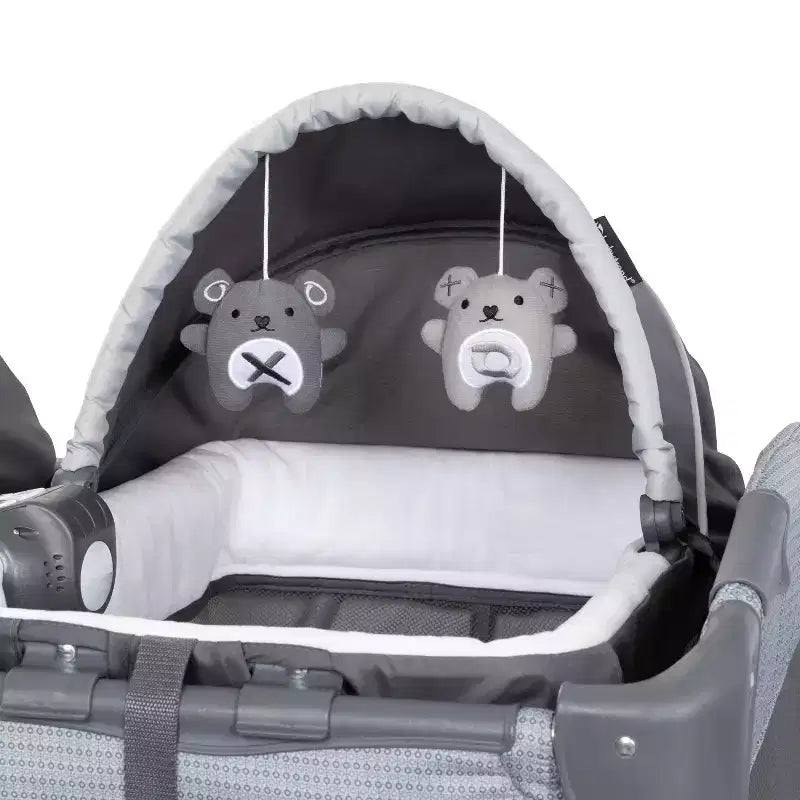 Baby Trend Lil Snooze Deluxe III Nursery Center Playard For Twins - Cozy Gray: Metal Frame, Foam Filling, 30 lbs Capacity