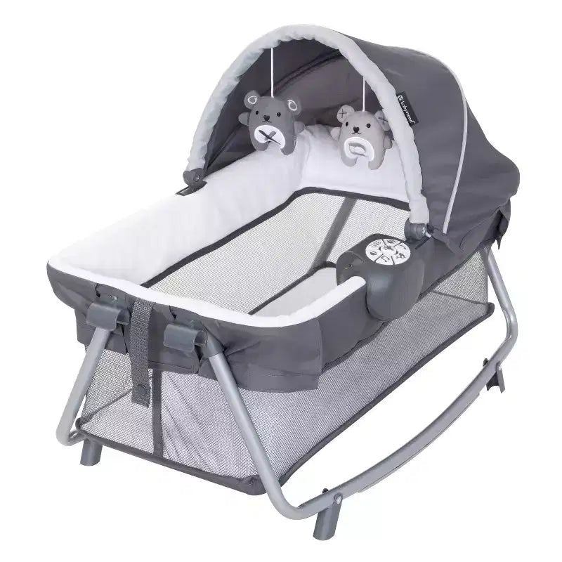 Baby Trend Lil Snooze Deluxe III Nursery Center Playard For Twins - Cozy Gray: Metal Frame, Foam Filling, 30 lbs Capacity