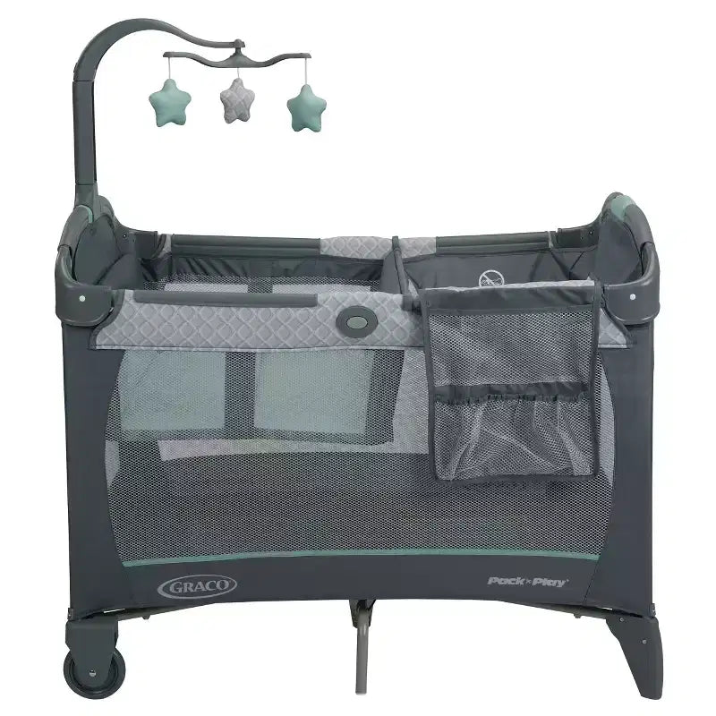 Graco Pack 'n Play Change 'n Carry Playard - Manor: Locking Wheels, Changing Table, Baby Mobile, Carrying Bag